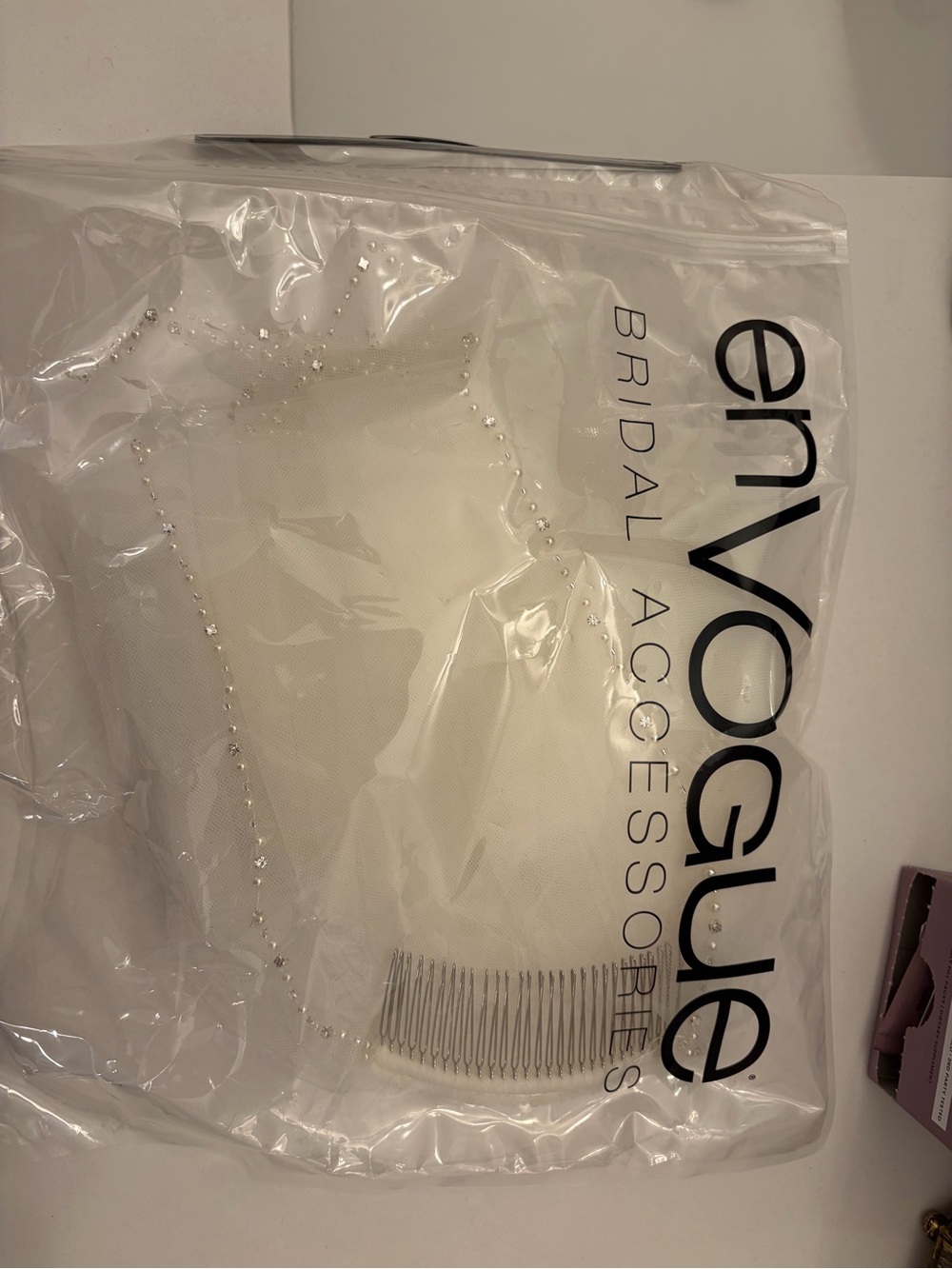 Envogue Silver and White Pearl Bridal Hair Comb Veil Accent